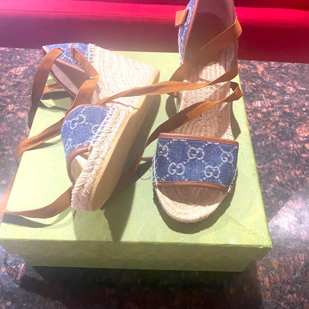 Gucci denim wedges